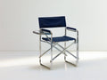 Navy Blue Folding Director Chair with Side Table, Steel Frame, 22.8 x 19.7 x 33.1 in