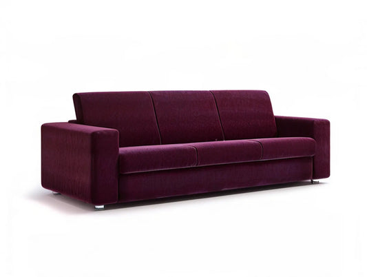 Burgundy Polyester Velvet 3-Seat Sofa, 84 x 35 x 34 in