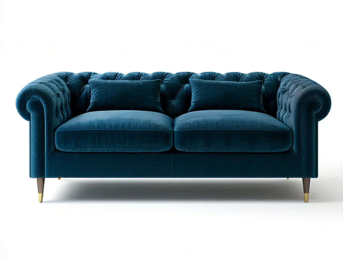 Deep Teal Tufted Velvet Loveseat, 65 x 35 x 30 in