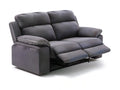 Dark Gray Manual Reclining Loveseat with Light Gray Piping, 68 x 38 x 41 in