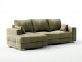 Olive Green L-Shaped Sectional Sofa with Left-Facing Chaise, 110 x 65 x 34 in, Polyester Upholstery