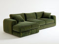112 in L-Shaped Olive Green Polyester Corduroy Chaise Sofa, 112 x 65 x 32 in