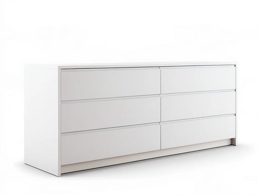 White 6-Drawer Double Dresser, 63.75 x 18.88 x 30.75 in.