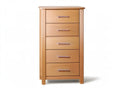 5-Drawer Solid Rubberwood Chest, Honey Brown with Silver Handles, 31.5 x 15.7 x 47.2 in