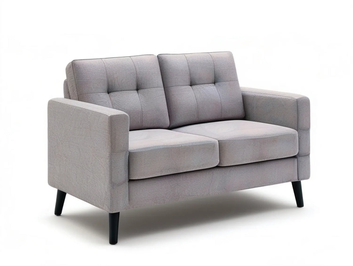 2-Seat Gray Polyester Loveseat with Tufted Back, 52 x 31 x 34 in