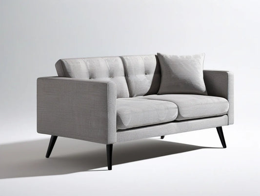 Light Gray 2-Seat Loveseat Sofa with Black Steel Legs, 63 x 34 x 33 in