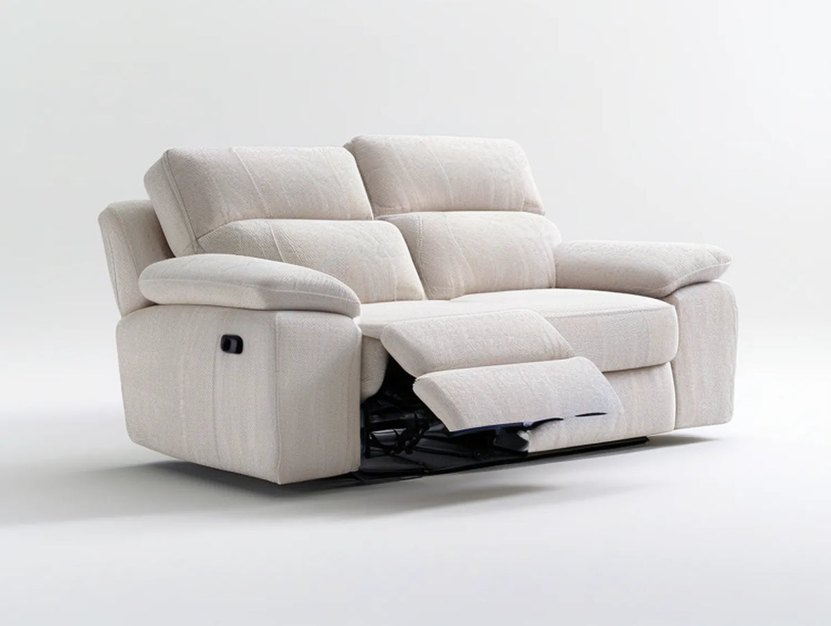 Beige Manual Reclining Loveseat, 67 in W x 39 in D x 40 in H, Polyester Upholstery