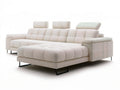 Ivory Boucle L-Shaped Sectional Sofa with Chaise and Adjustable Headrests, 118 x 65 x 37.4 in