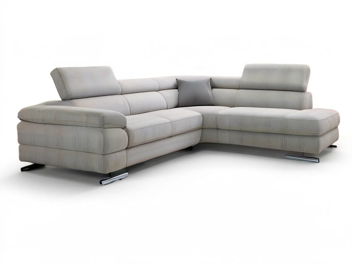 Light Gray Right-Facing Chaise Sectional Sofa, 110 x 70 x 37 in