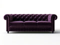 Purple Chesterfield 3-Seater Polyester Velvet Sofa, 90 x 37 x 30 in