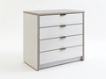 White and Light Gray 4-Drawer Engineered Wood Chest, 31.5 x 15.7 x 35.4 in