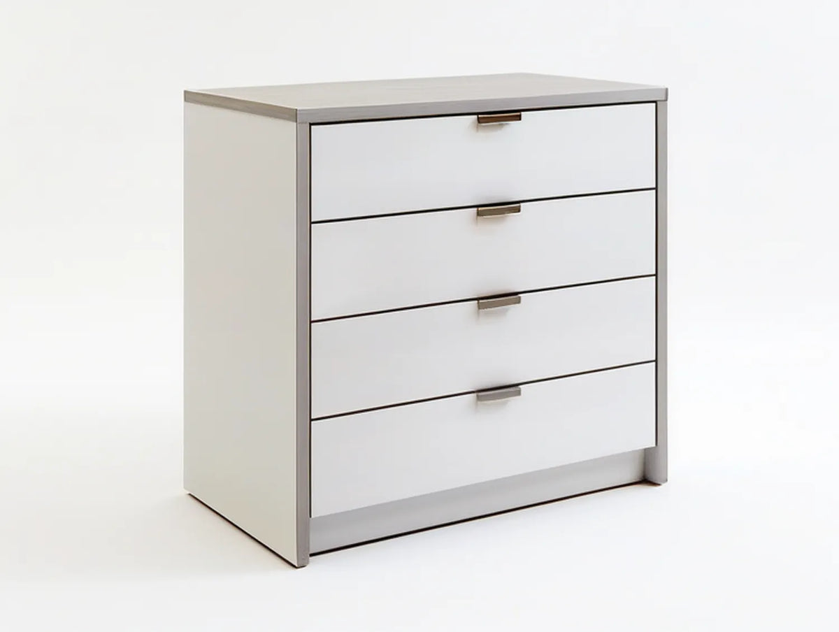 White and Light Gray 4-Drawer Engineered Wood Chest, 31.5 x 15.7 x 35.4 in