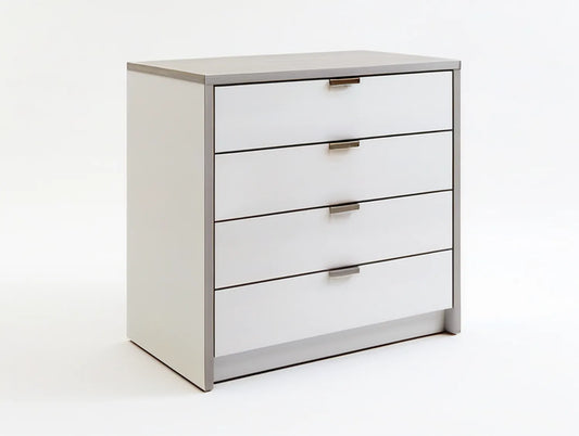 White and Light Gray 4-Drawer Engineered Wood Chest, 31.5 x 15.7 x 35.4 in