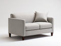 63 in Beige Polyester Upholstered 2-Seat Loveseat with Throw Pillow and Dark Brown Wood Legs