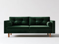 Dark Green Velvet Two-Seat Sofa with Bolster Pillows, 66.9 x 33.5 x 33.1 in
